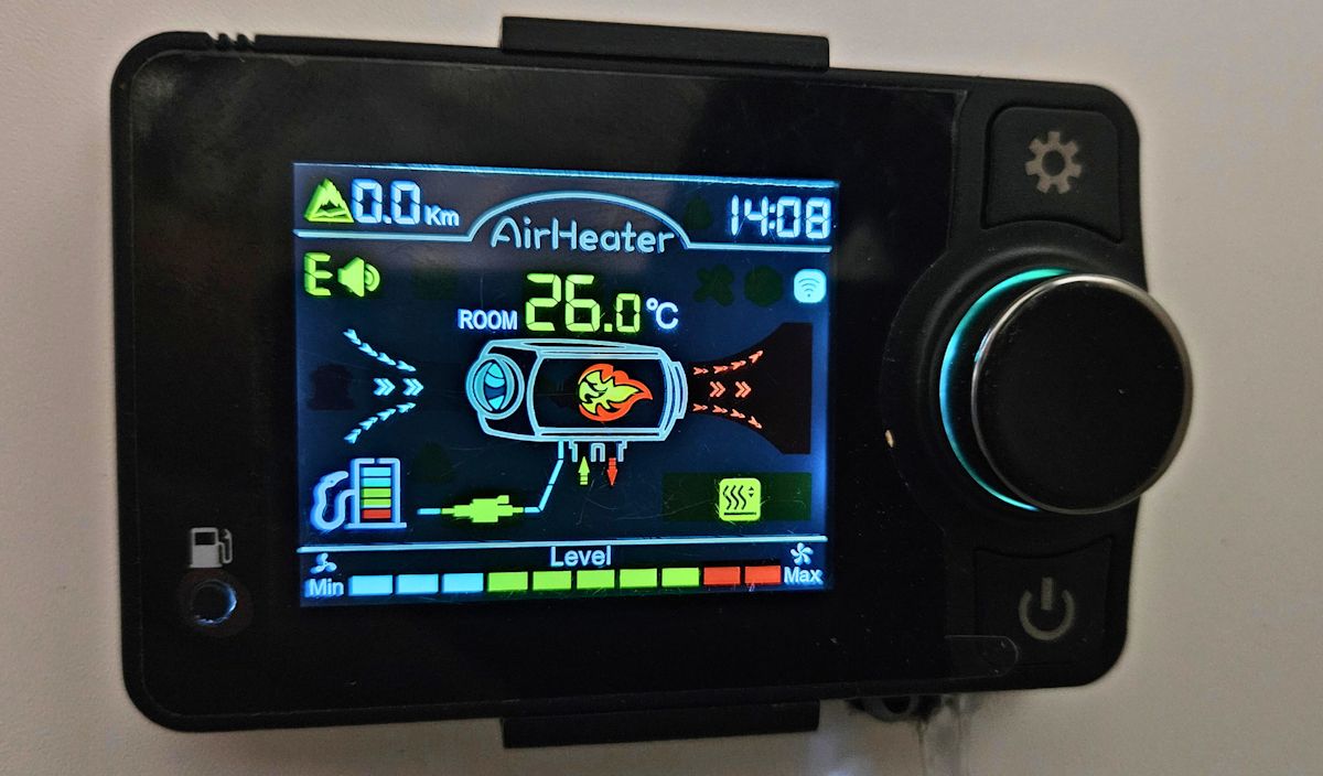 The wall mounted control panel for the Diesel Heater